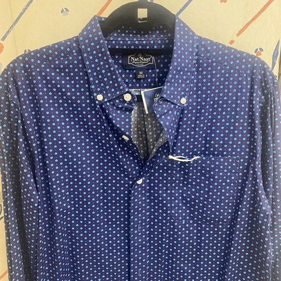 Nat Nast Other - Men’s Nat Nast Long Sleeve Polka Dot Blue Teal  Shirt